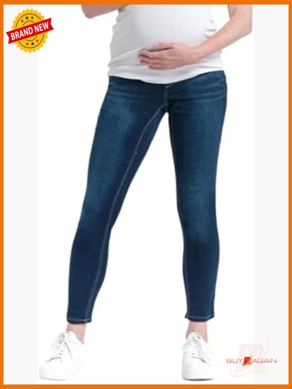 Maternity Ankle Skinny Jeans with Bellyband - Size 12